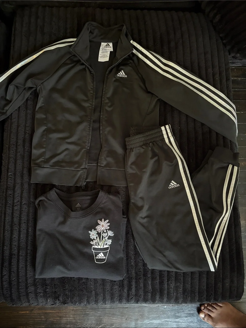 Adidas 3 Piece Set Jacket, Pants & Graphic Tee